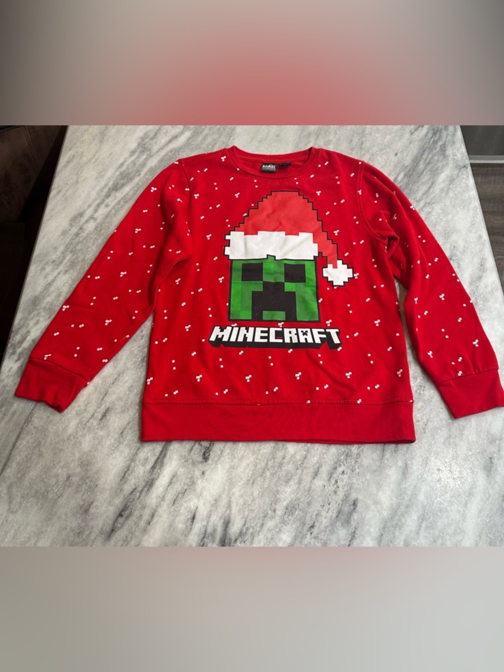 MAD Engine Red Minecraft Creeper Holiday Sweater Boy’s size Lg